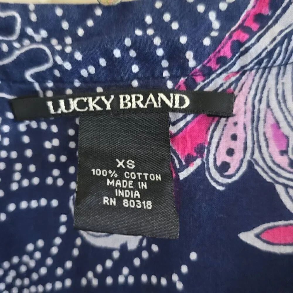 Lucky Brand baby paisley tunic blouse, euc, sz. XS